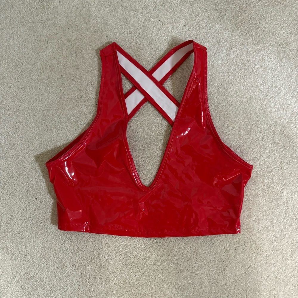 Glossy Red Crop Top (nwot)